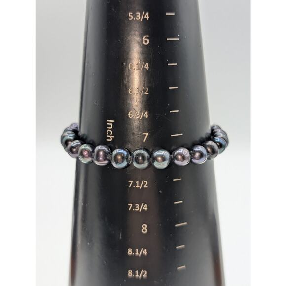 Genuine Approximate 7mm Peacock Knotted Pearl Gold Tone Slide In Clasp Bracelet - Picture 5 of 5